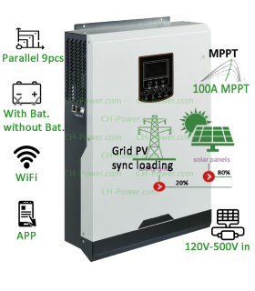 5KW Off Grid inverter with 100A MPPT charger 500Vdc